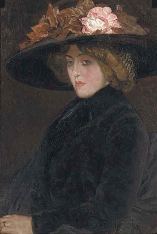 Leo Gestel Portrait of an elegant lady with a hat Spain oil painting art
